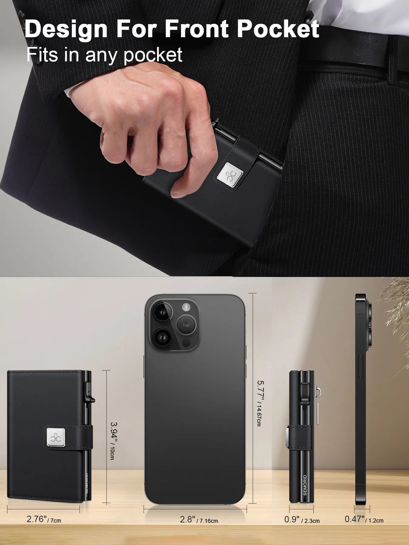 Men'S Ultra-Thin RFID Blocking Rfid Theft Proof Aluminum Alloy Wallet, Minimalist Business Design with Pop-Out Card Slots, ID Window and Cash Compartment, RFID Card Holder, Credit Card Holder, Ideal Christmas Gift for Dad or Boyfriend