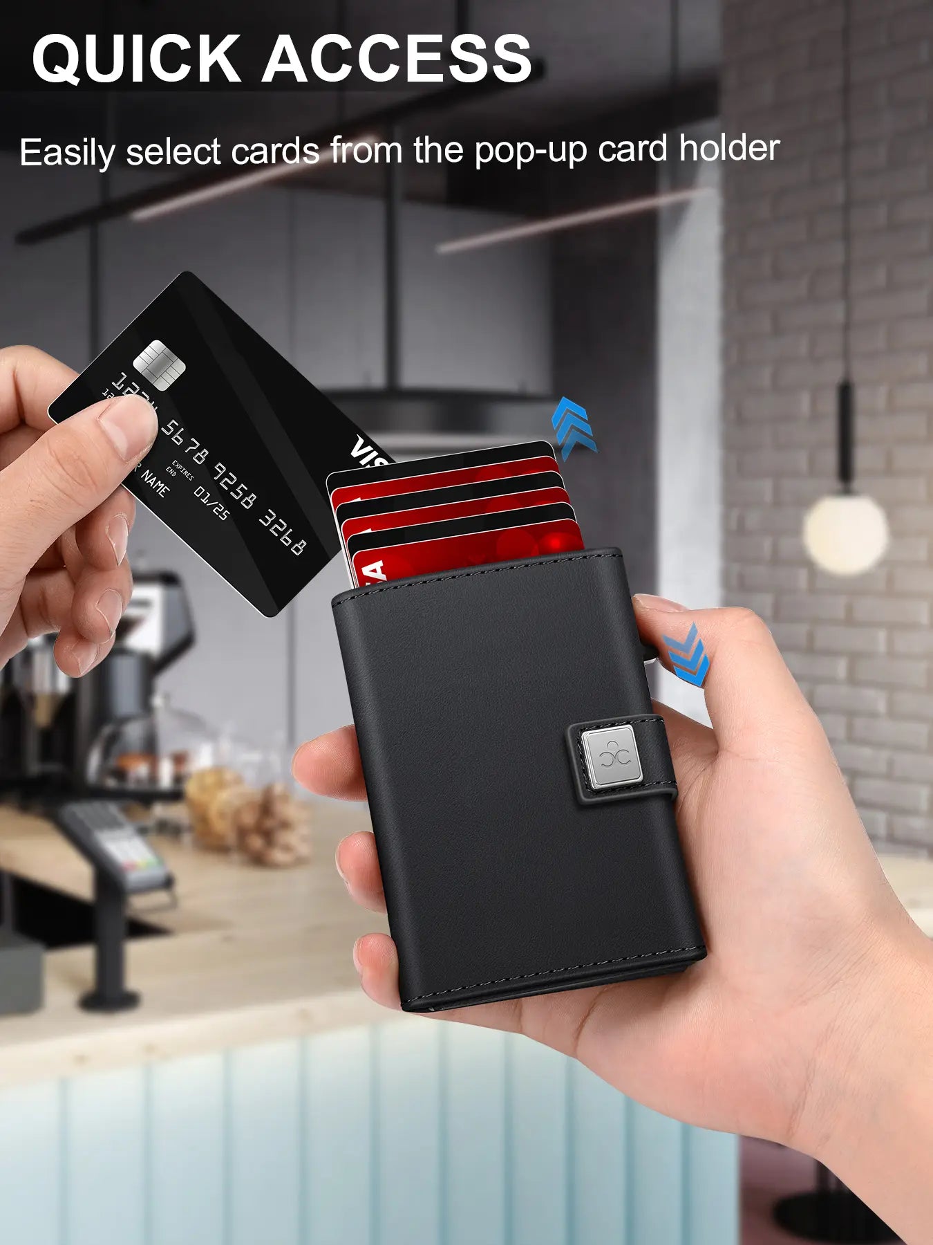 Men'S Ultra-Thin RFID Blocking Rfid Theft Proof Aluminum Alloy Wallet, Minimalist Business Design with Pop-Out Card Slots, ID Window and Cash Compartment, RFID Card Holder, Credit Card Holder, Ideal Christmas Gift for Dad or Boyfriend