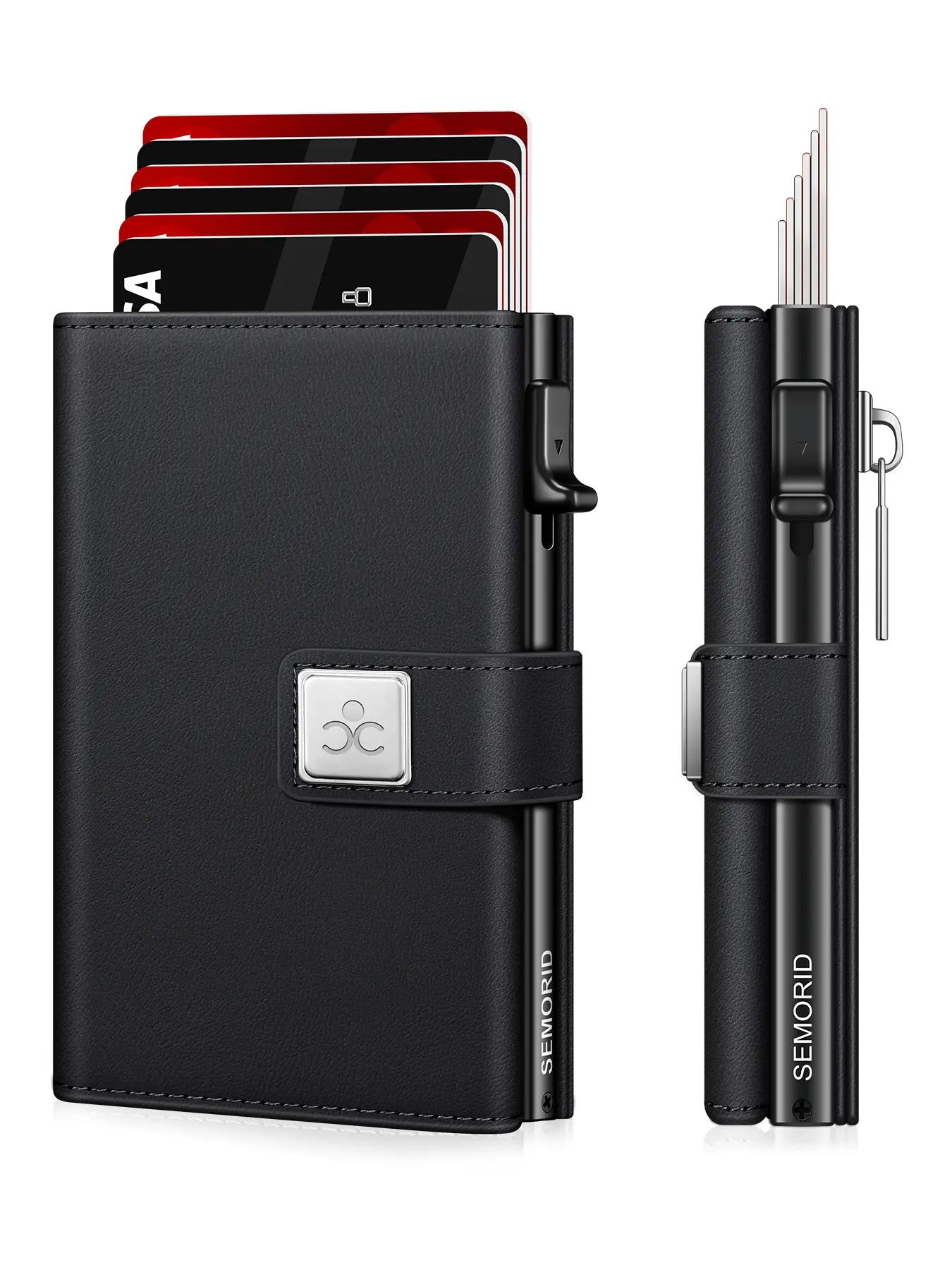 Men'S Ultra-Thin RFID Blocking Rfid Theft Proof Aluminum Alloy Wallet, Minimalist Business Design with Pop-Out Card Slots, ID Window and Cash Compartment, RFID Card Holder, Credit Card Holder, Ideal Christmas Gift for Dad or Boyfriend