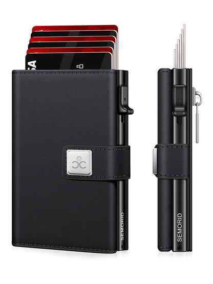Men'S Ultra-Thin RFID Blocking Rfid Theft Proof Aluminum Alloy Wallet, Minimalist Business Design with Pop-Out Card Slots, ID Window and Cash Compartment, RFID Card Holder, Credit Card Holder, Ideal Christmas Gift for Dad or Boyfriend